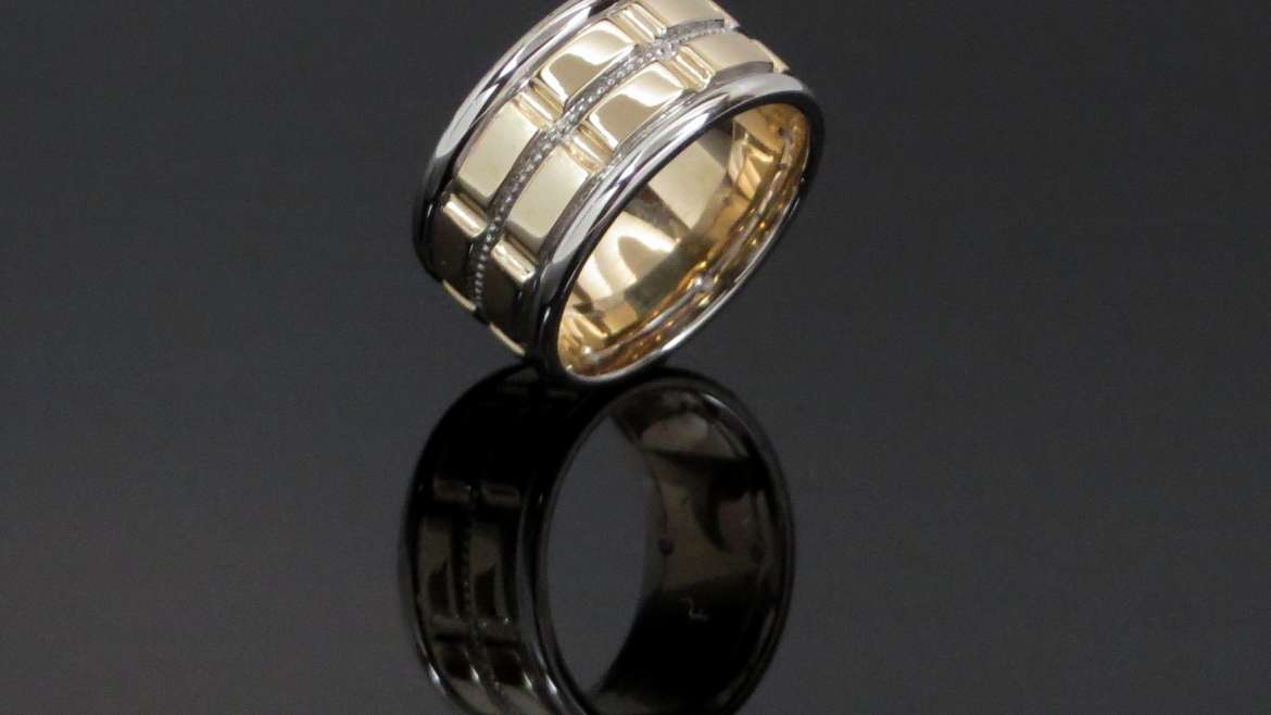 Jonc pour homme or blanc et jaune
