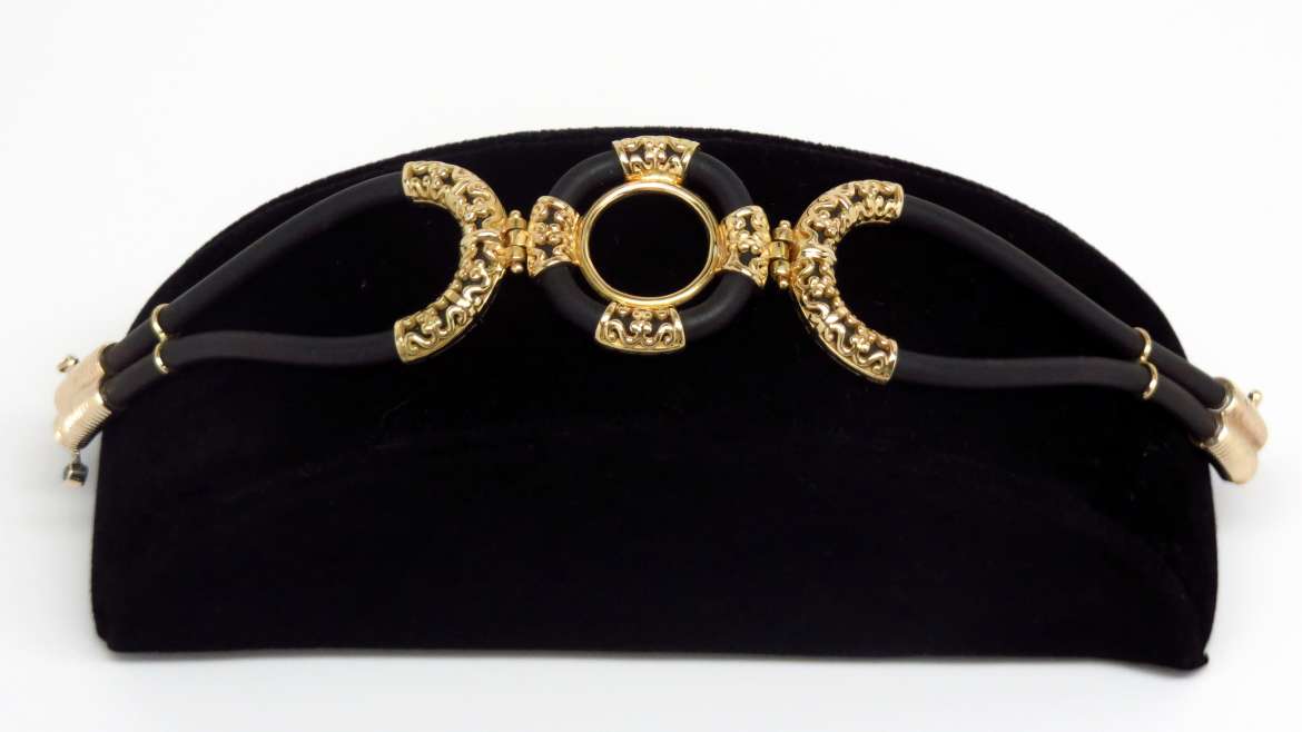 Bracelet pour femme en 18k jaune et caoutchouc