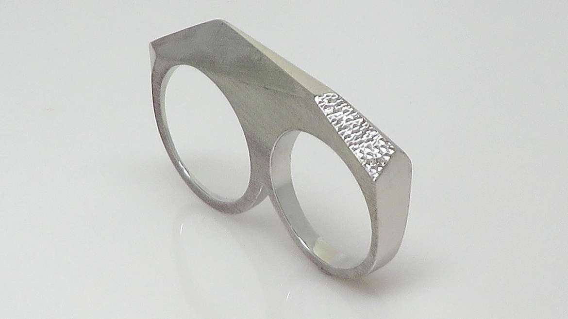 Bague double fait à la main en argent