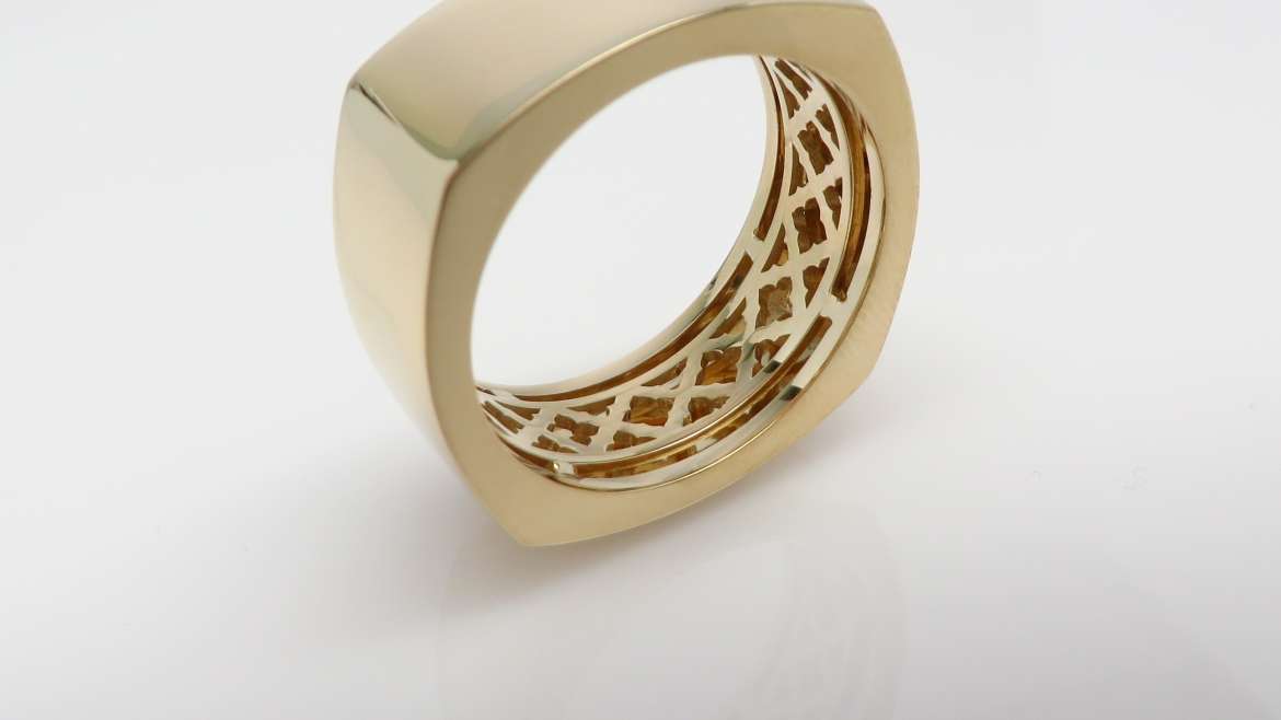 Jonc large en or jaune 14k avec gallerie