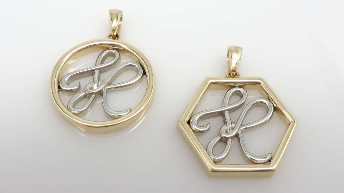 Pendentif homme et femme fait en or jaune et blanc 10 k